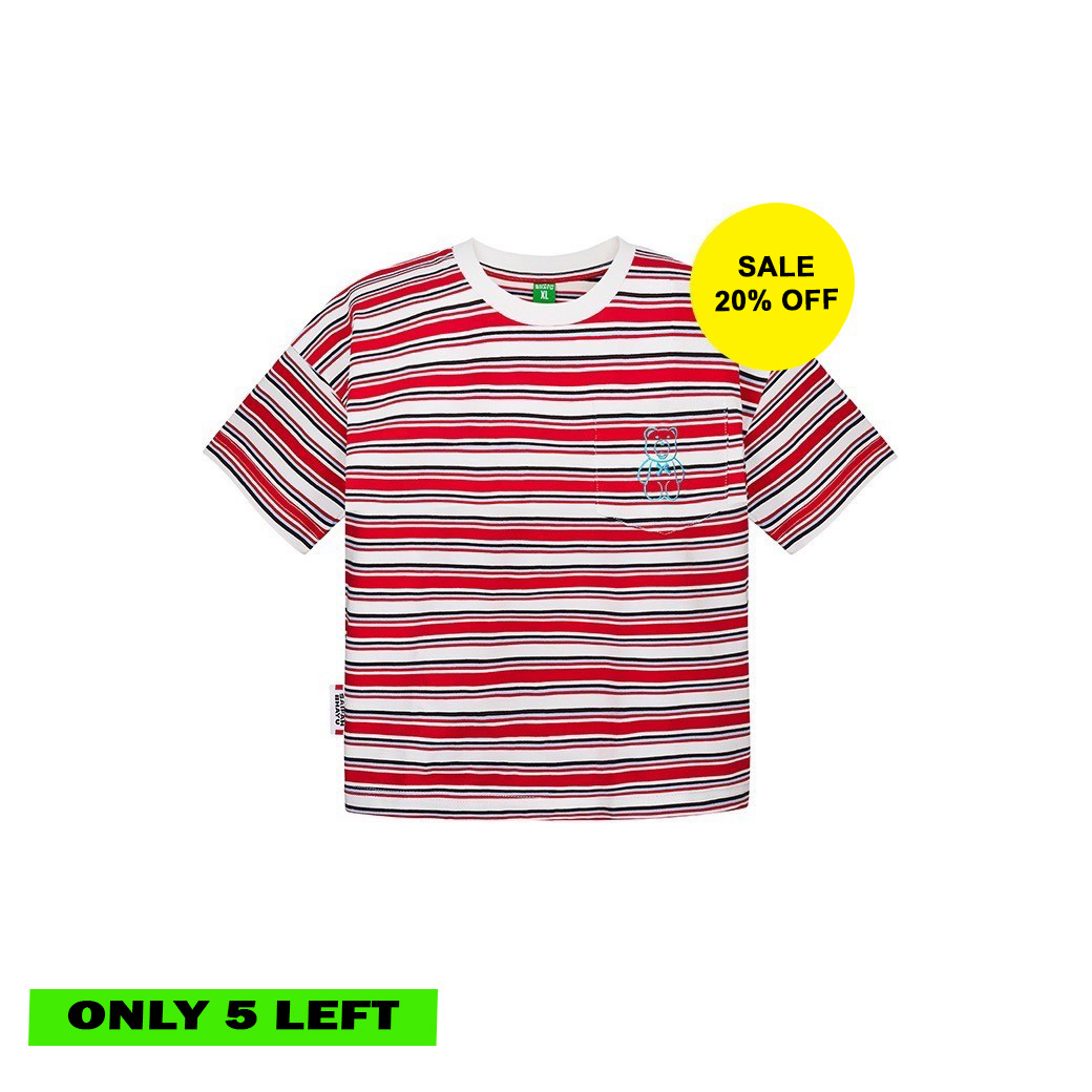 MULTI STRIPED JERSEY T-SHIRT - RED (KIDS)
