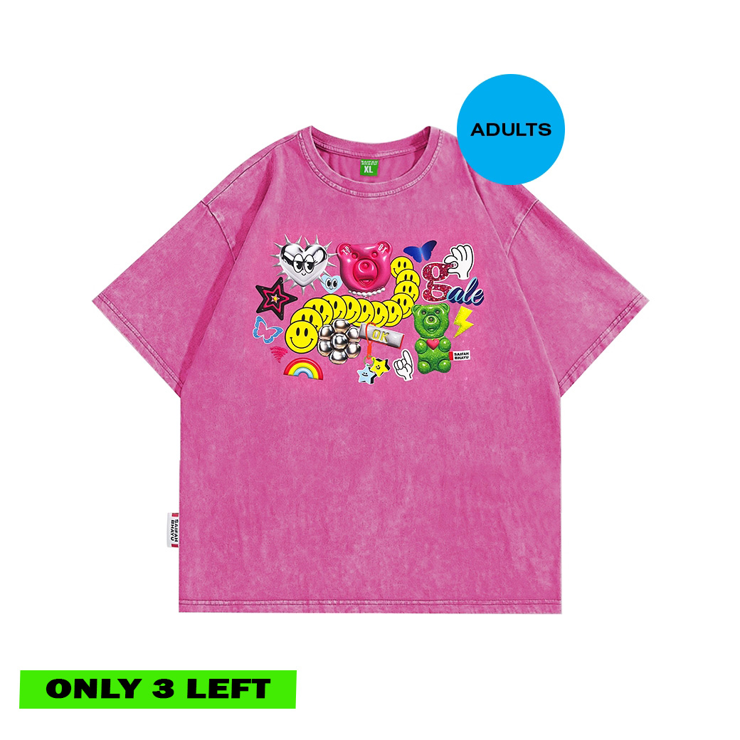 (DROP 7) STICKER CLUB T-SHIRT - PINK (ADULTS)