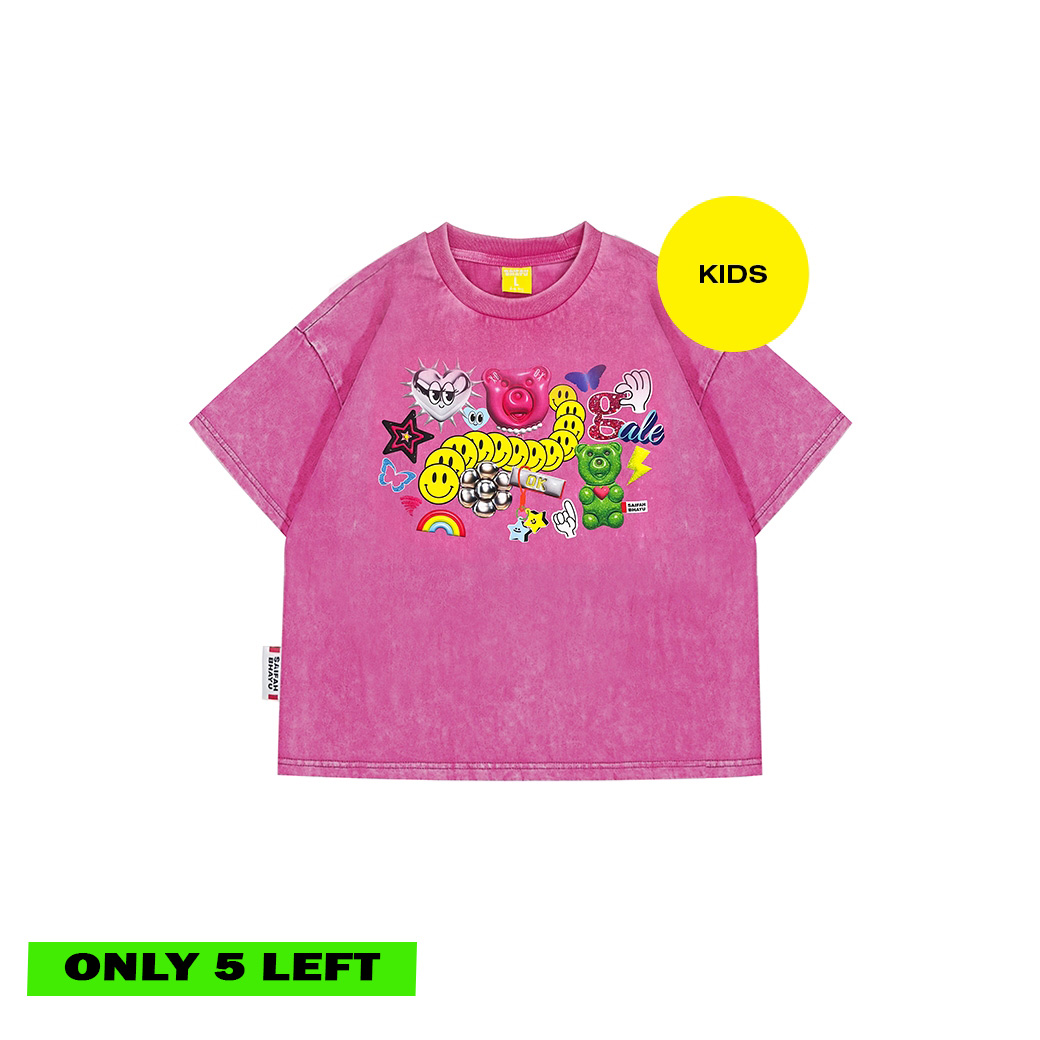 (DROP 2) STICKER CLUB T-SHIRT - PINK (KIDS)