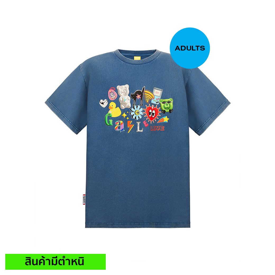 (สินค้ามีตำหนิ) STICKER CLUB T-SHIRT - BLUE (ADULTS)