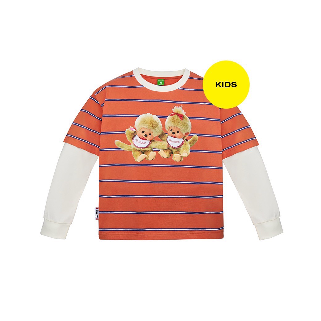 (DROP 4) MONCHHICHI ON STRIPED LAYER TEE (KIDS) (SIZE L, XL พร้อมส่ง/ 12-24m., S, M, XXL พร้อมส่ง 19 ม.ค.)
