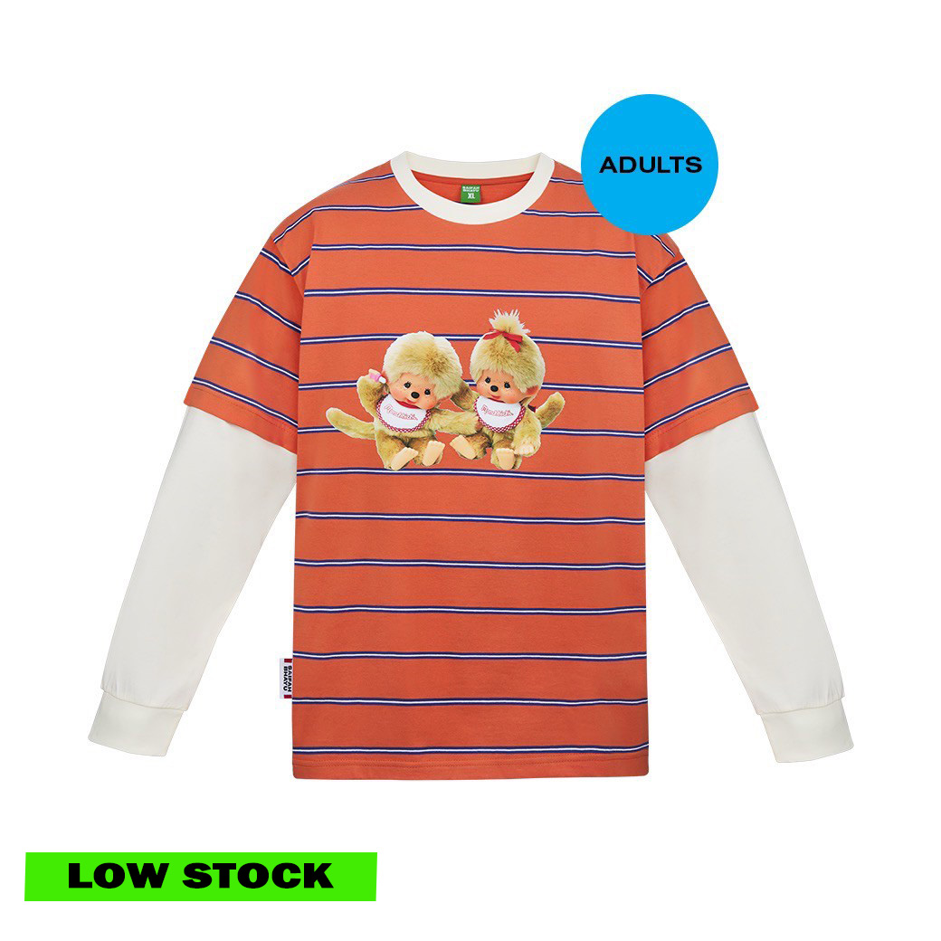 (DROP 5) MONCHHICHI ON STRIPED LAYER TEE (ADULTS)