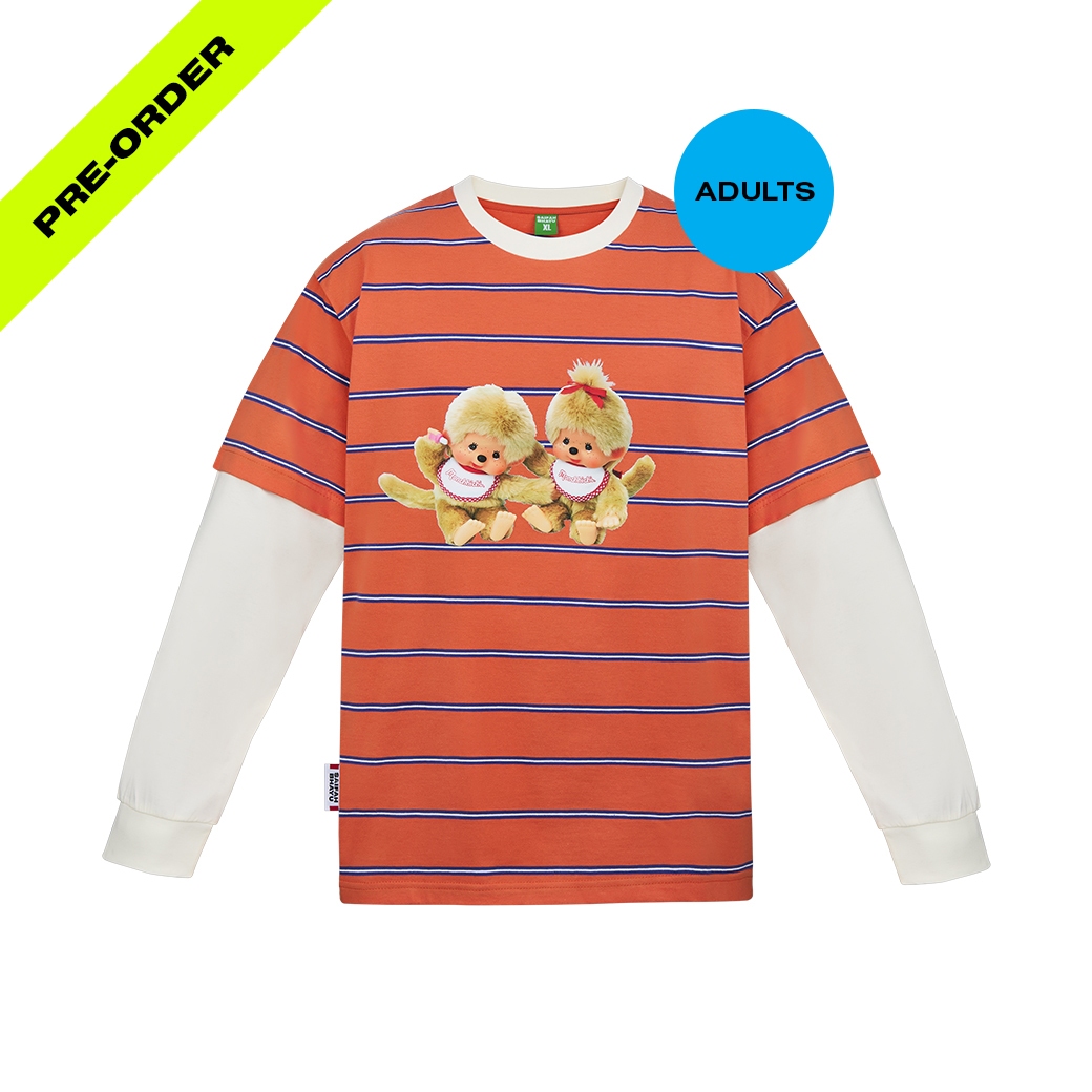 (DROP 3) MONCHHICHI ON STRIPED LAYER TEE (ADULTS) (SIZE L พร้อมส่ง / PRE-ORDER SIZE S, XL-XXL ส่ง 16 ธ.ค. / M ส่ง 12 ม.ค. 69)