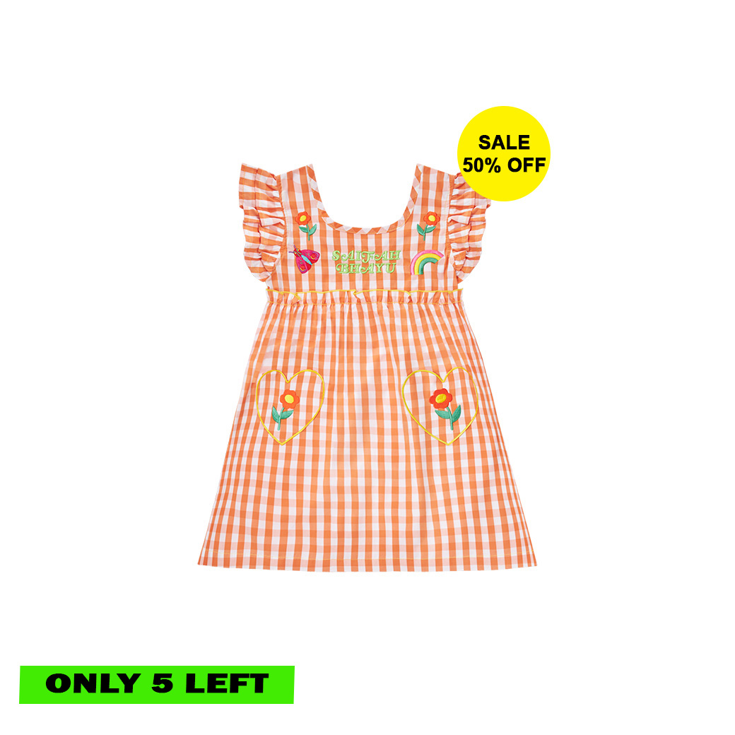 FLOWER UP CHECKERED DRESS KIDS